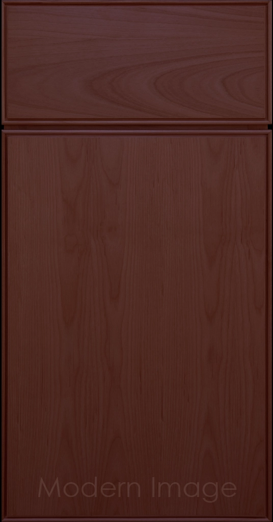 Dallas Cherry stain slim shaker cabinet, featuring narrow stiles, rails, and a distinct groove around the flat panel.